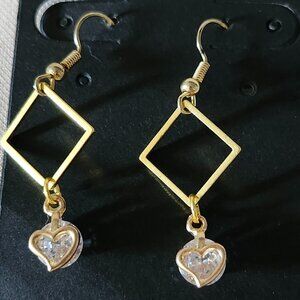 Heart Meets Diamond Dangle Earrings
